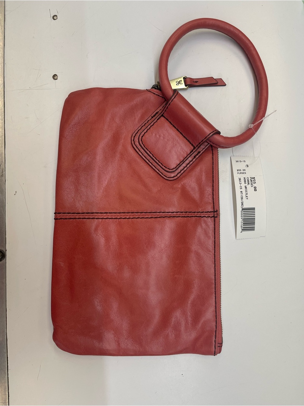 HOBO Sable Leather Ring-Handle Wristlet Clutch